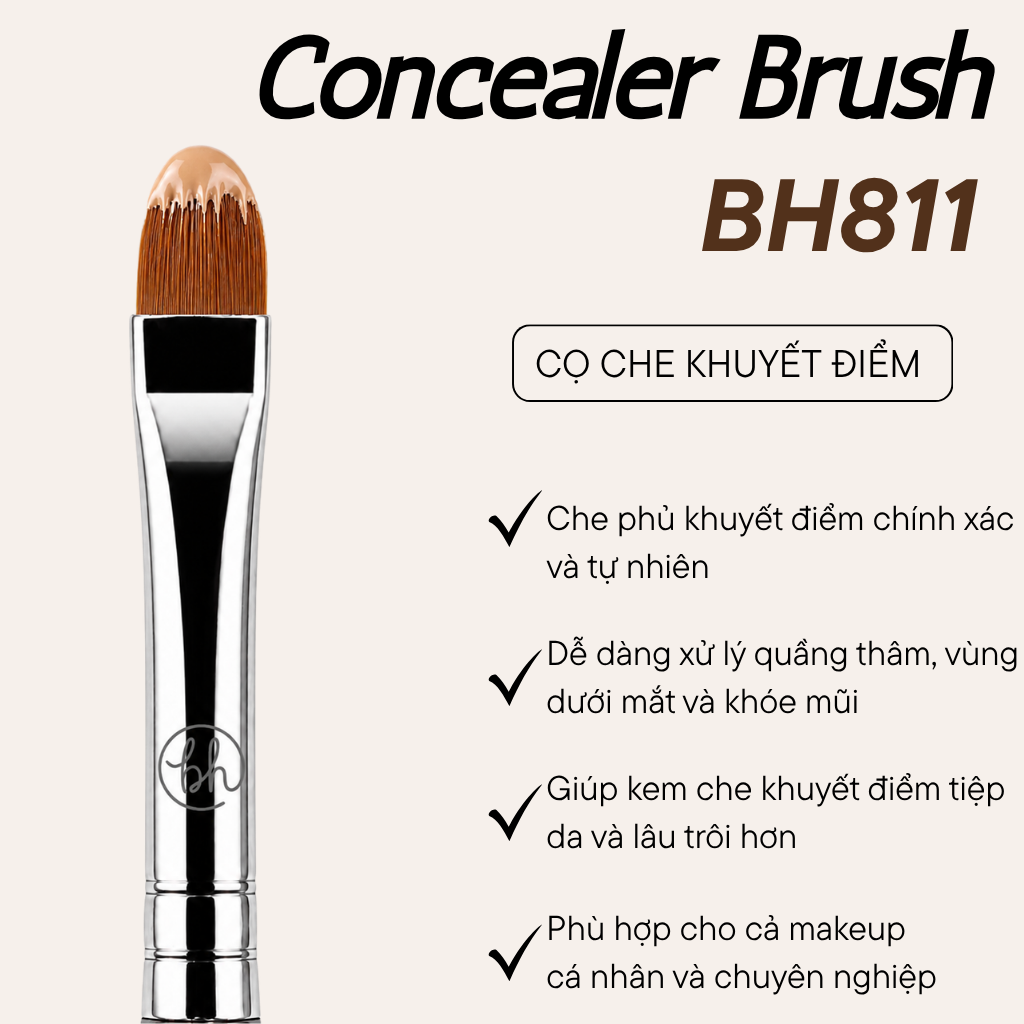 Cọ Tán Kem Che Khuyết Điểm Kiêm Cọ Son Môi Chuyên Nghiệp Bh Cosmetics Concealer Brush BH811
